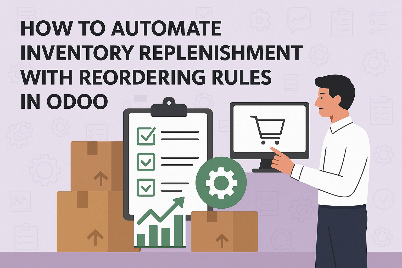 Illustration of inventory automation using reordering rules in Odoo ERP system